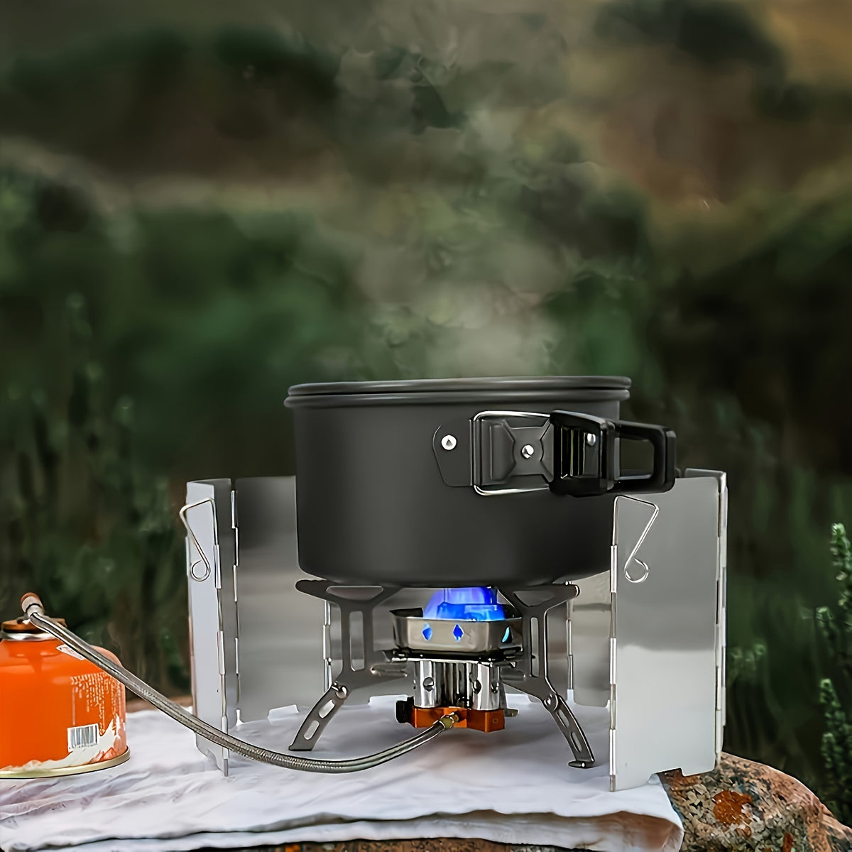 3500W/6800W Portable Folding Gas Stove With Fuel Tank, Electric Ignition, Carry Case