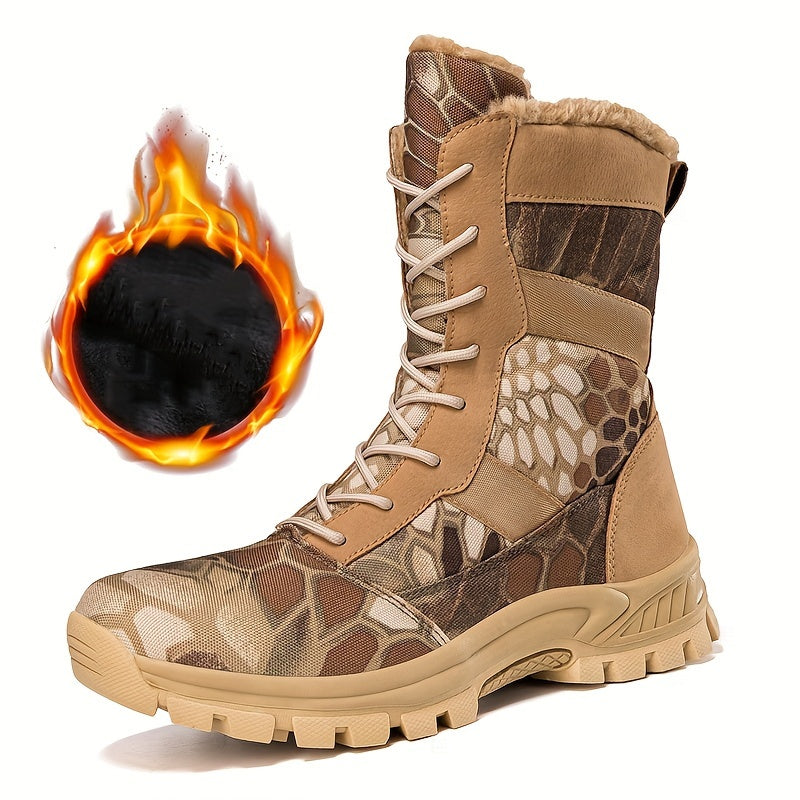 Men's Tactical Boots - Non-slip High-top Lace-up Fleece Warm Boots