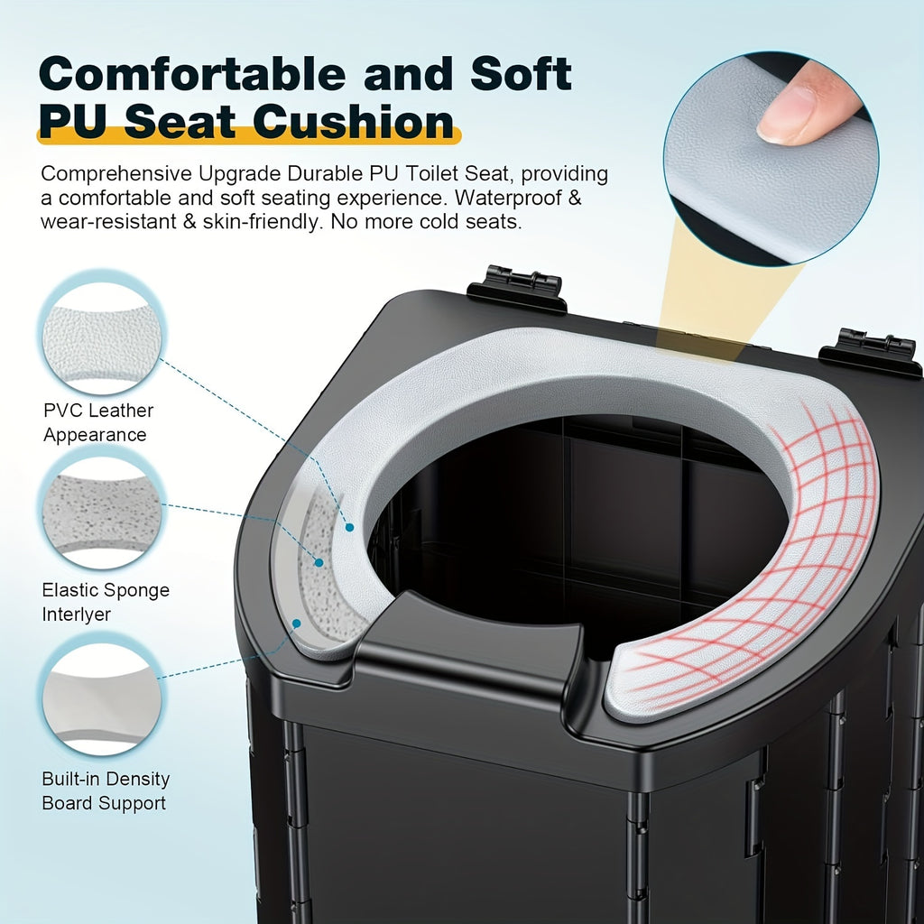 Portable Folding Toilet With PU Seat Cushion