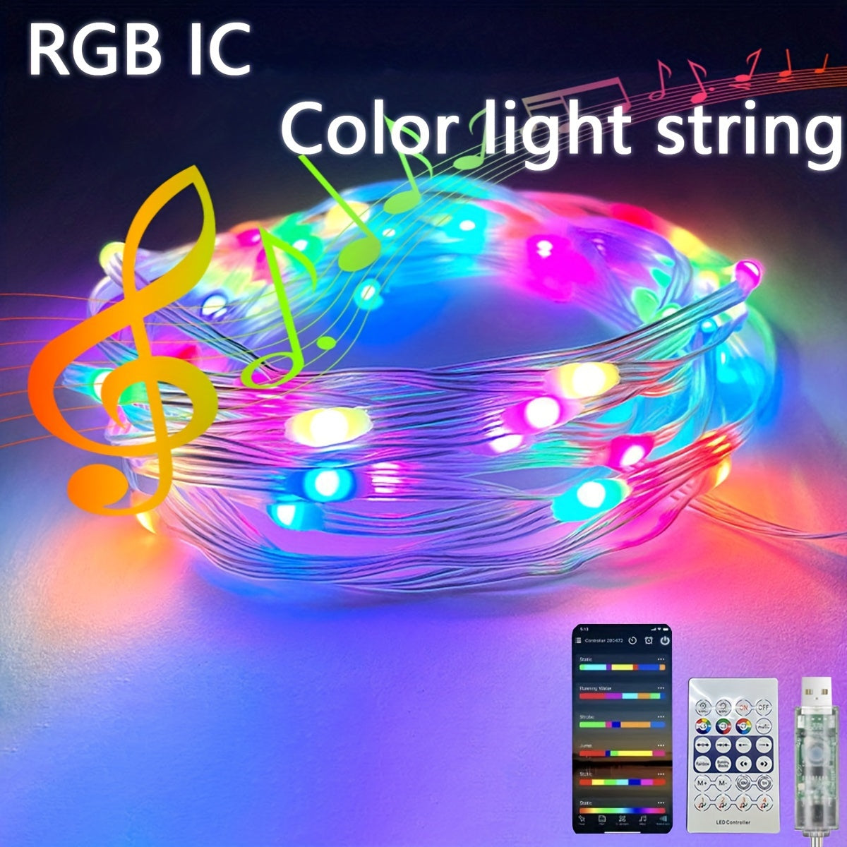 IP65 Waterproof RGB+IC Light With USB Infrared Remote Control