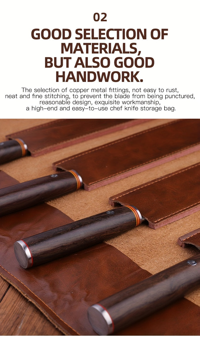 Genuine Leather Chef Knife Roll Up Bag