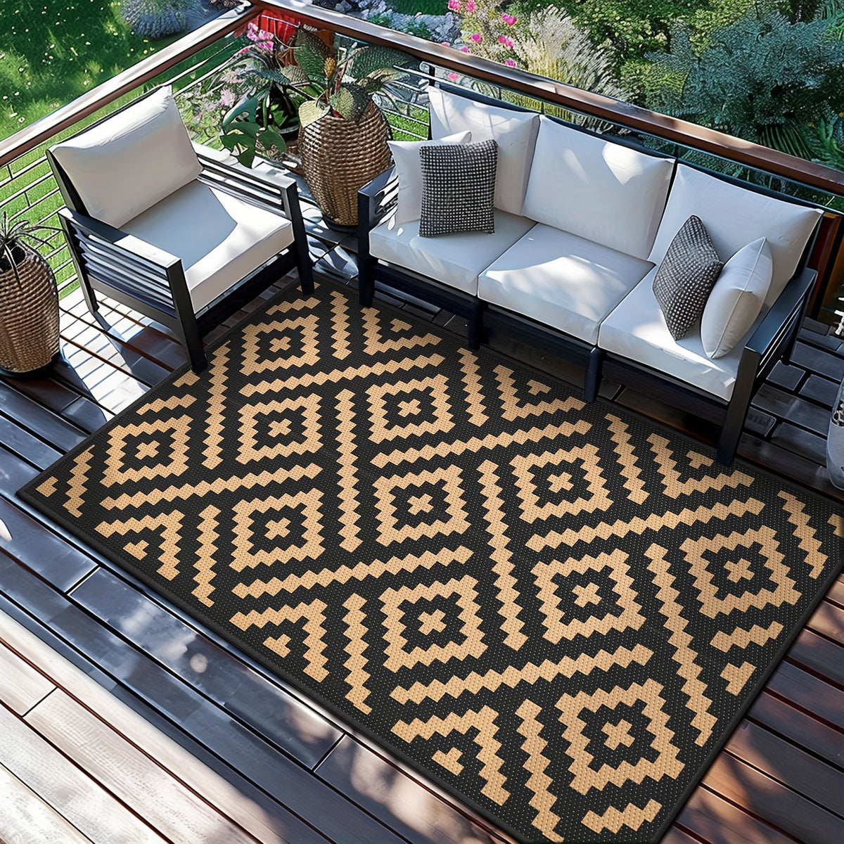 Outdoor Rug Waterproof, Reversible Mats