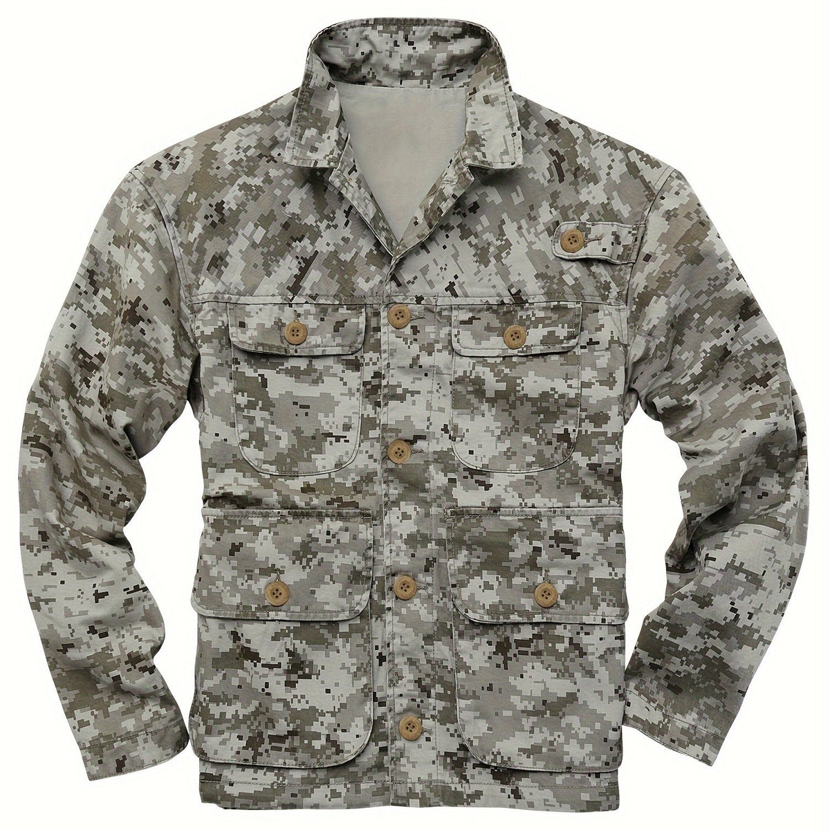 Men's Stylish Camo Cargo Windbreaker Jacket - Water-Resistant