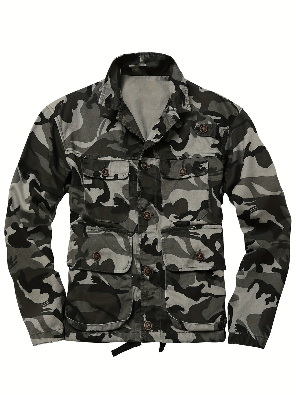 Men's Stylish Camo Cargo Windbreaker Jacket - Water-Resistant