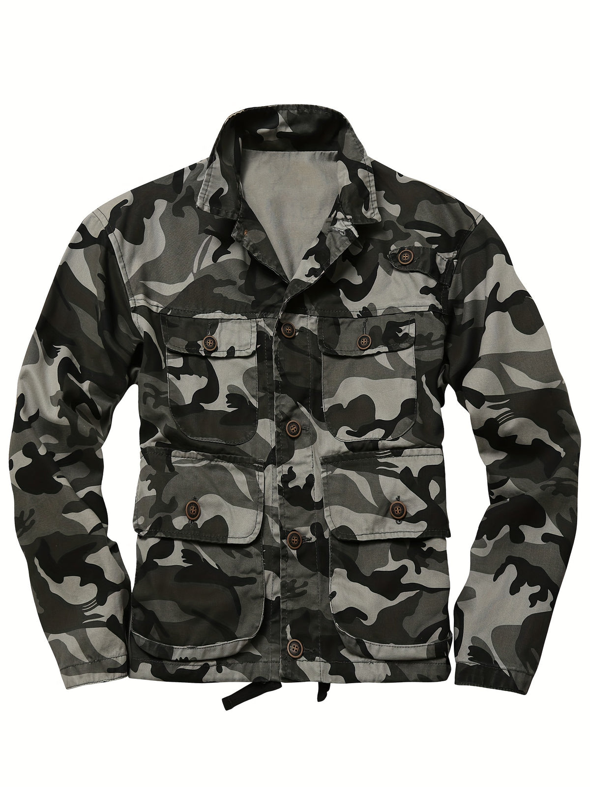 Men's Stylish Camo Cargo Windbreaker Jacket - Water-Resistant