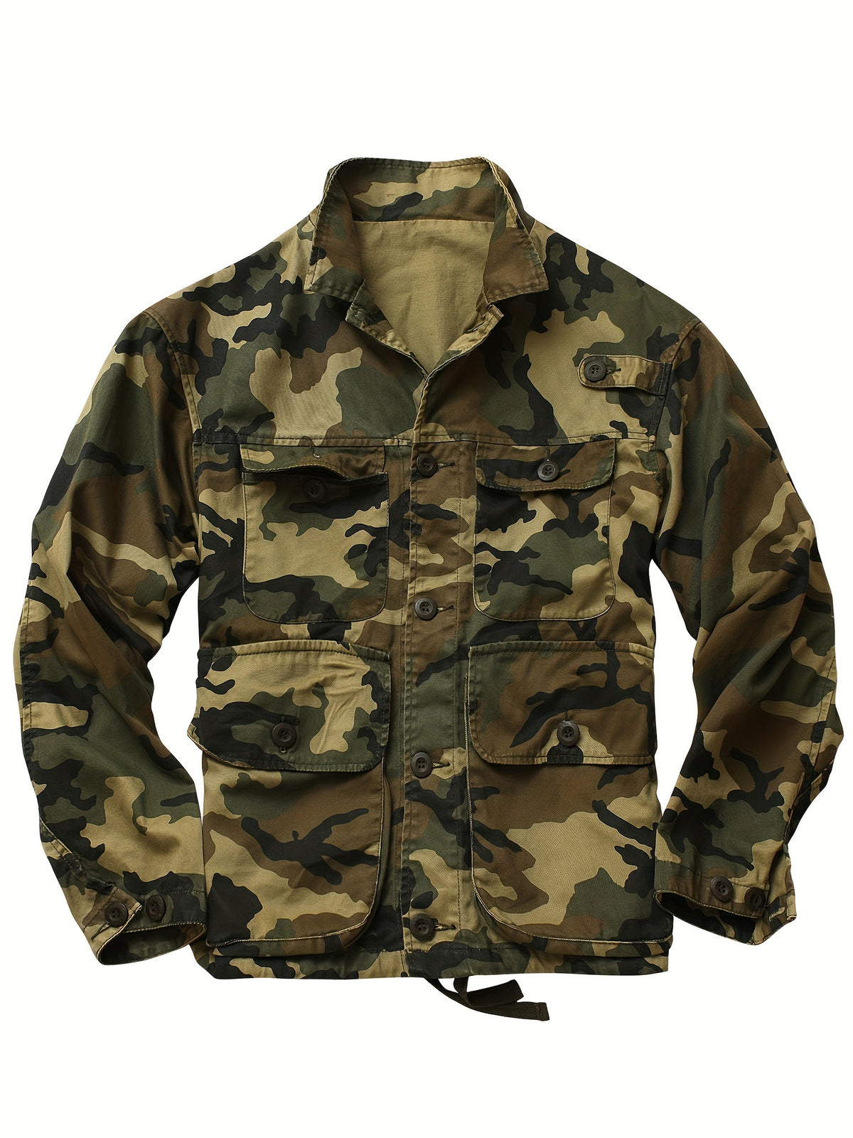 Men's Stylish Camo Cargo Windbreaker Jacket - Water-Resistant