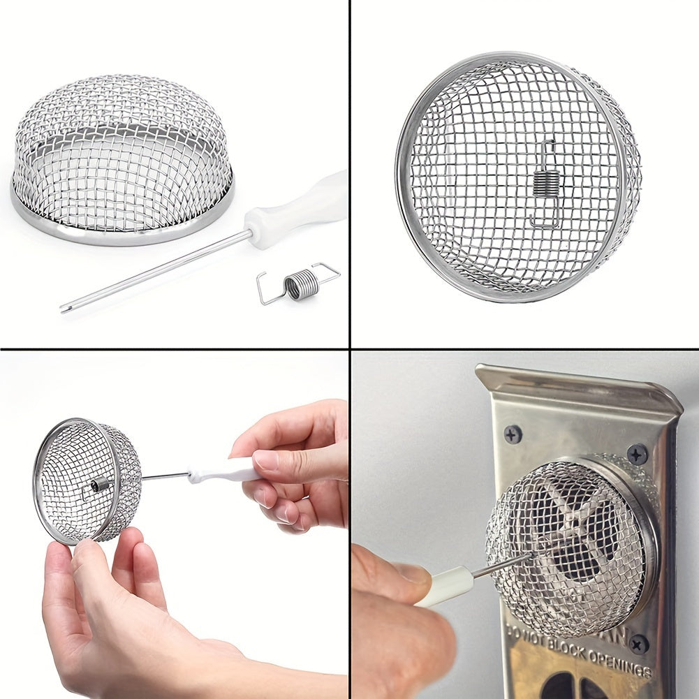 2pcs Stainless Steel RV Furnace Vent Screen With Installation Tool