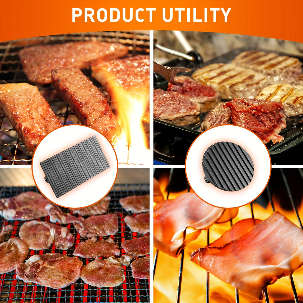 Heavy-Duty Cast Iron Burger Press Kit 7" Round & 8"X4"Rectangle Smash Presses