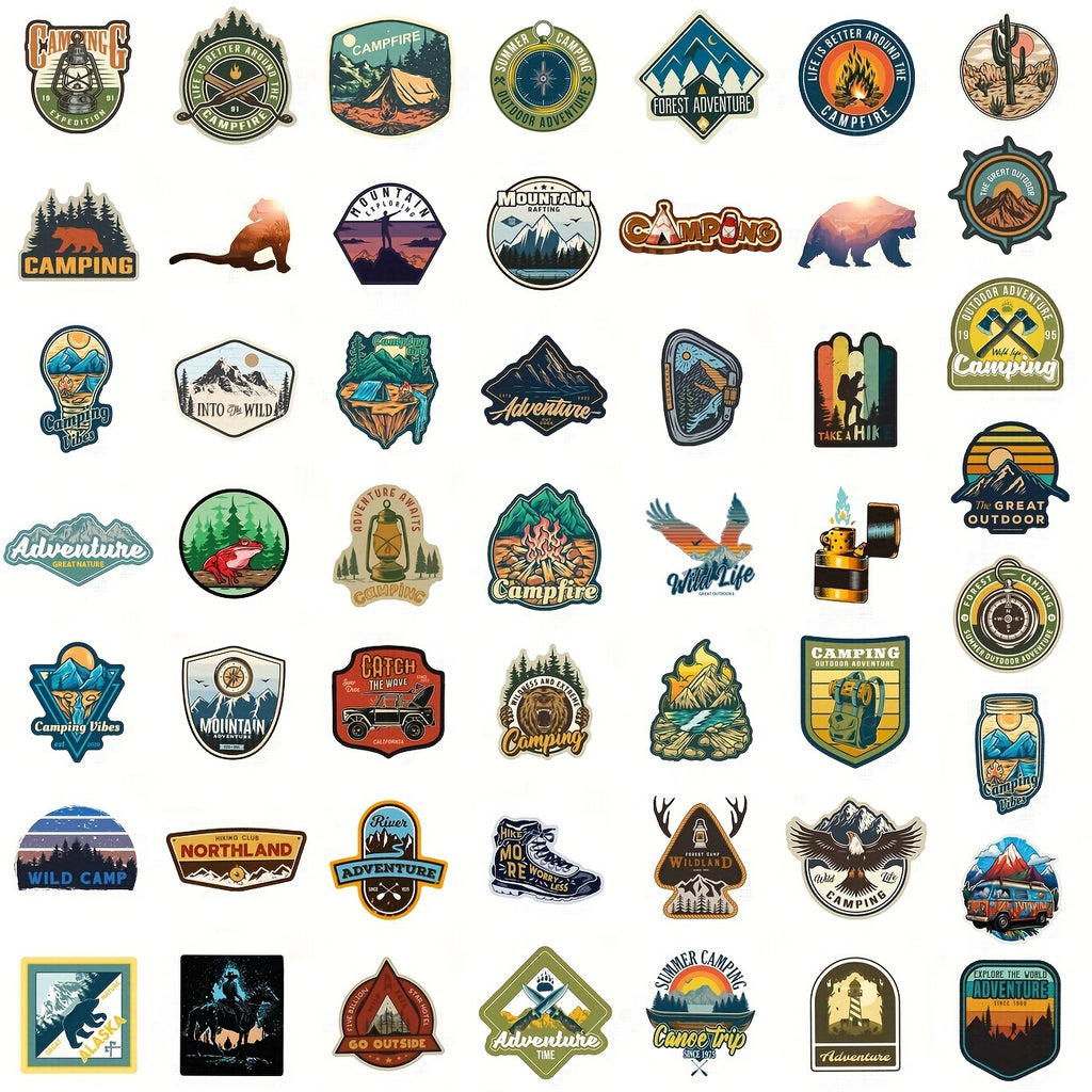 50pcs Outdoor Hiking Adventure Camping Stickers Pack