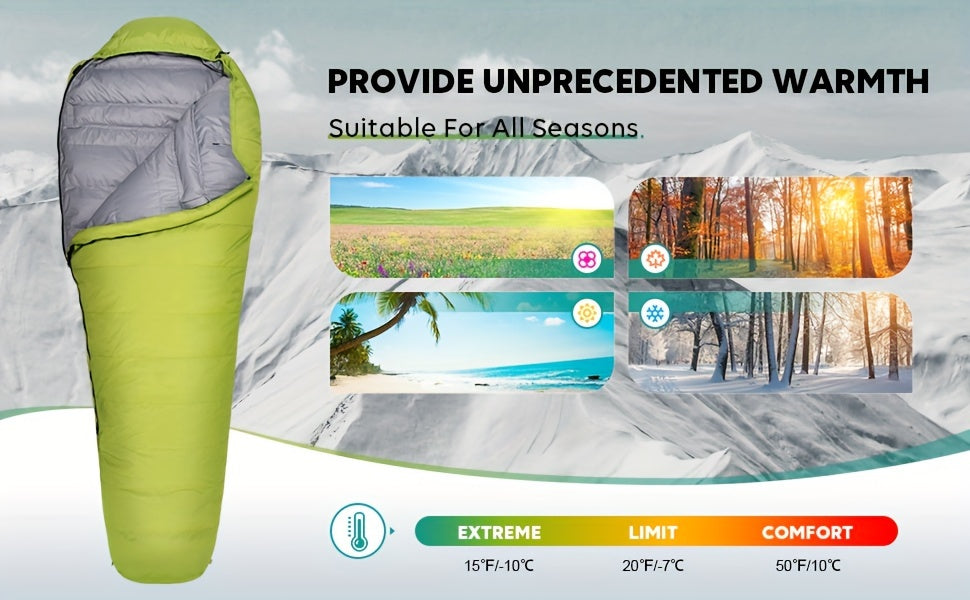 Mummy Sleeping Bag, 4 Season Warm & Cold Weather