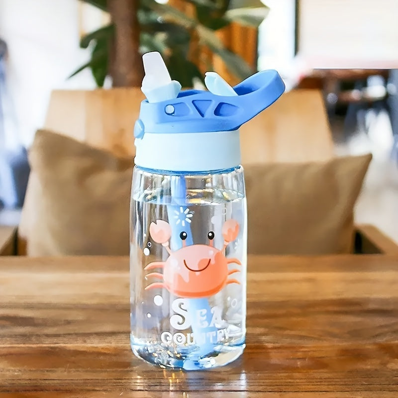 16oz Cute Cartoon Water Bottle With Straw
