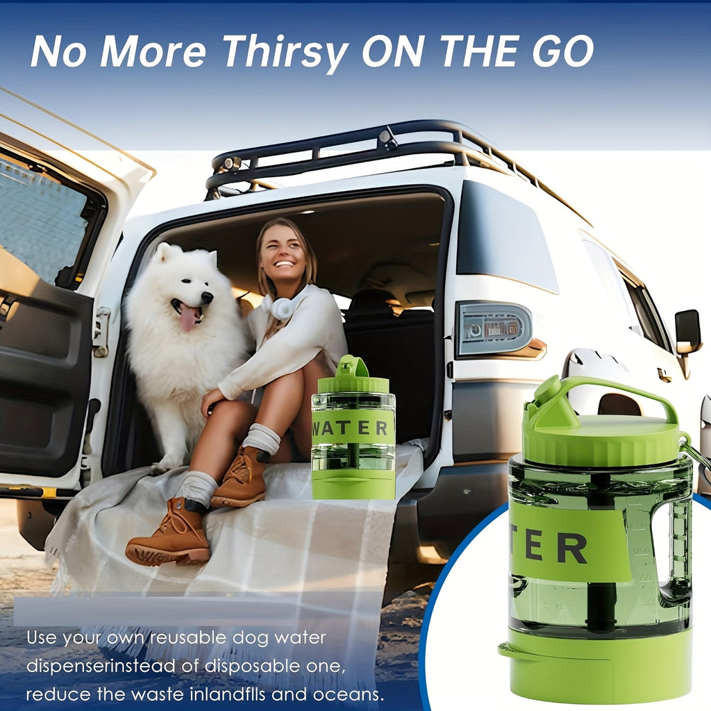 74oz Large Capacity Ocean Blue Dog Water Bottle with Built-In Bowl
