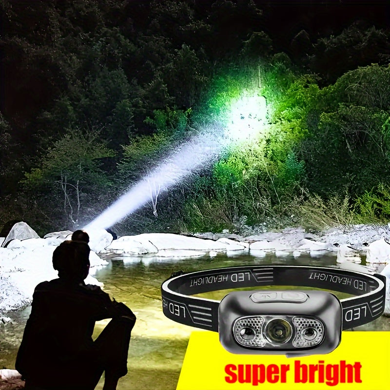 LED Super Bright Wave Induction USB Charging Mini Headlight