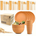 32PCS Durable Wheat Straw Cutlery Set -  Dishwasher & Microwave Safe