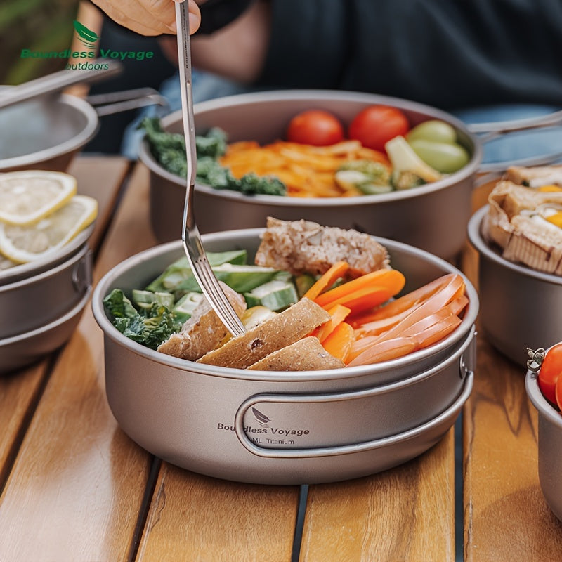 5pcs/set, Titanium Bowl And Pot Set, Foldable
