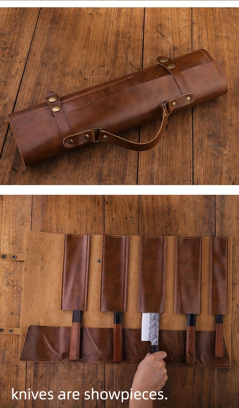 Genuine Leather Chef Knife Roll Up Bag