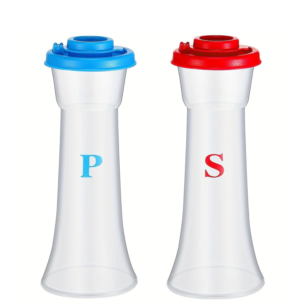 Set of 2 Plastic Salt and Pepper Shakers with Lids