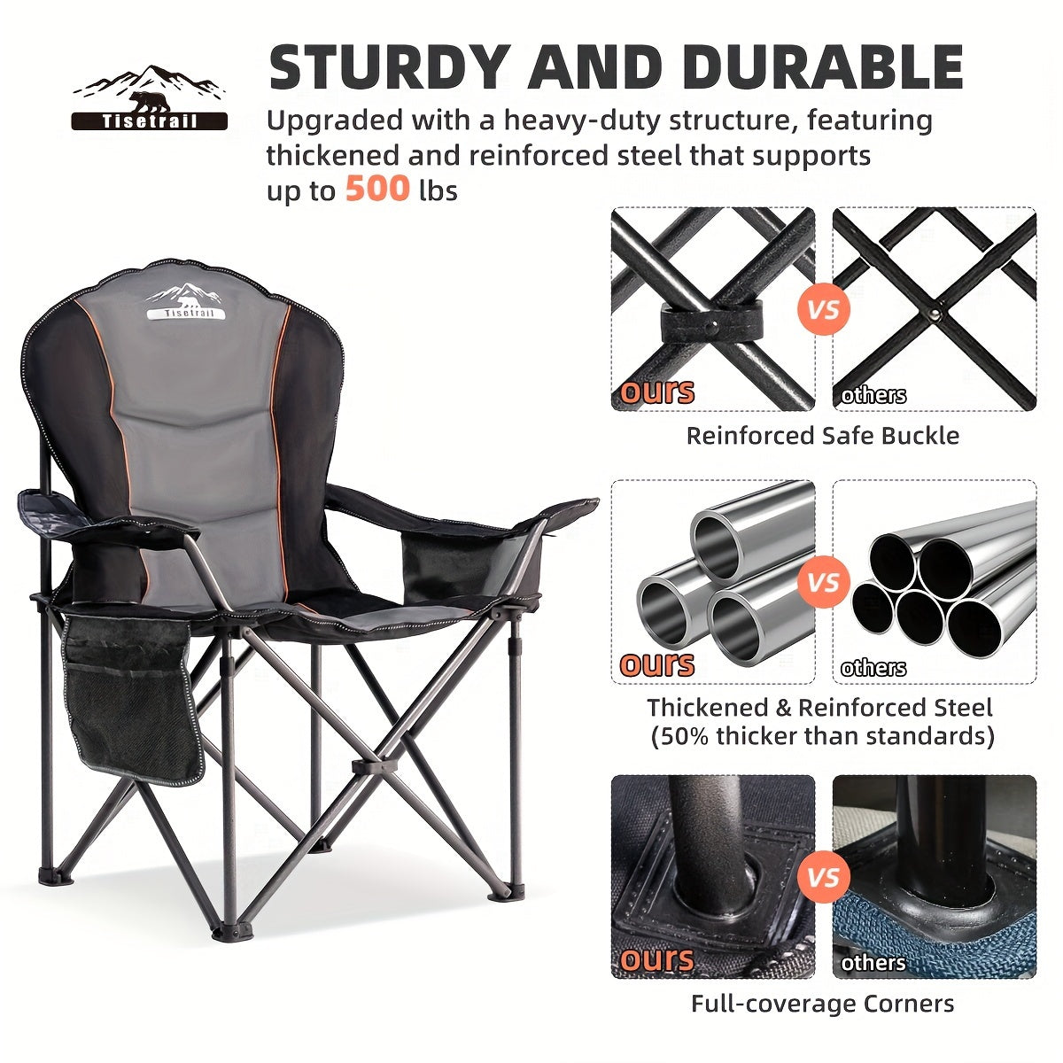 500 LBS Heavy Duty Oversized Camping Chair