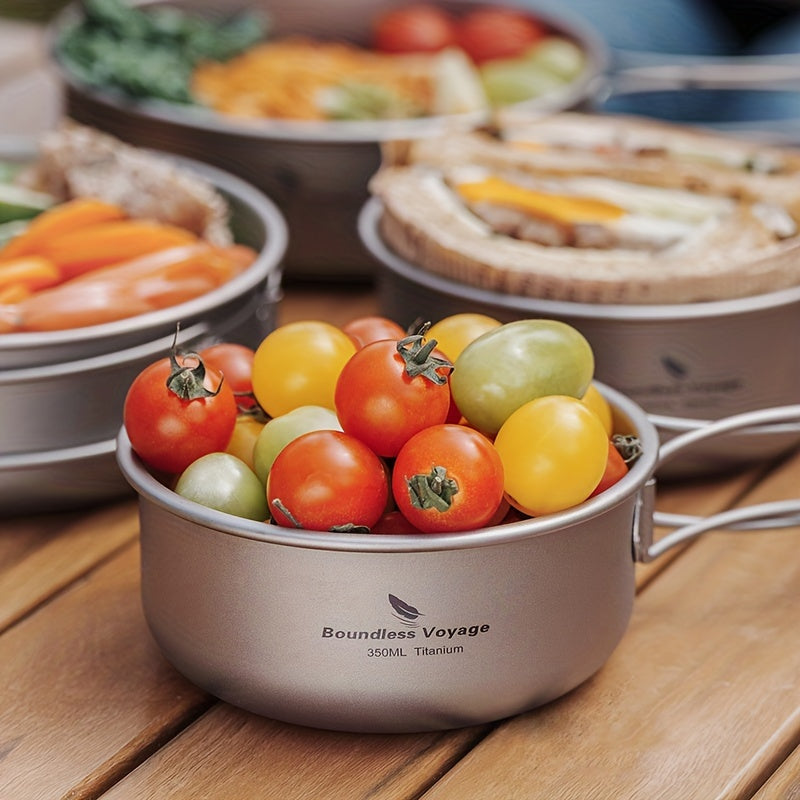 5pcs/set, Titanium Bowl And Pot Set, Foldable