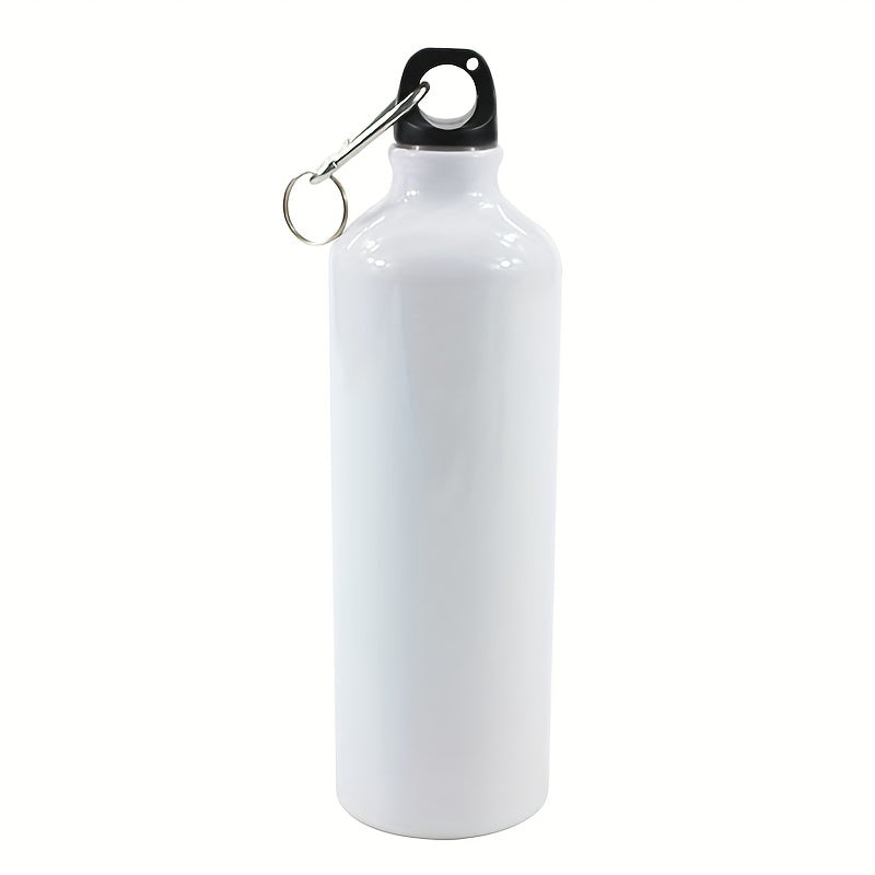 5pcs/Lot 750ml Insulated White Aluminum Water Bottle with Screw Carabiner Hook