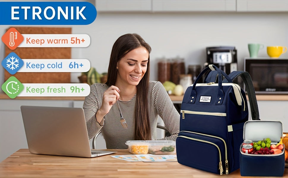 Lunch Backpack, Stylish Nurse, Teacher Work Bag With Insulated Cooler Lunch Box