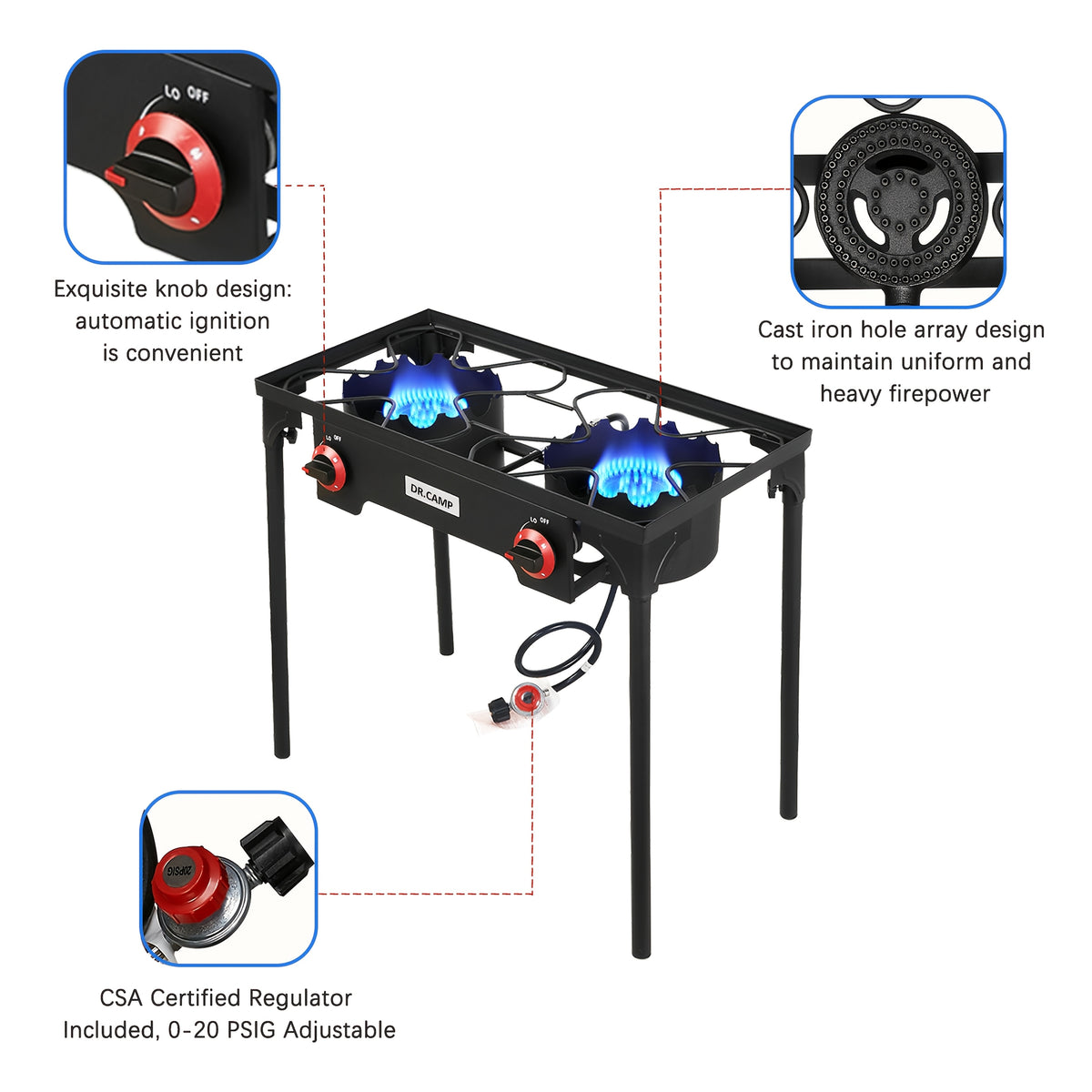 DR.CAMP 105000 BTU Power Camping Burner, Camping Stove