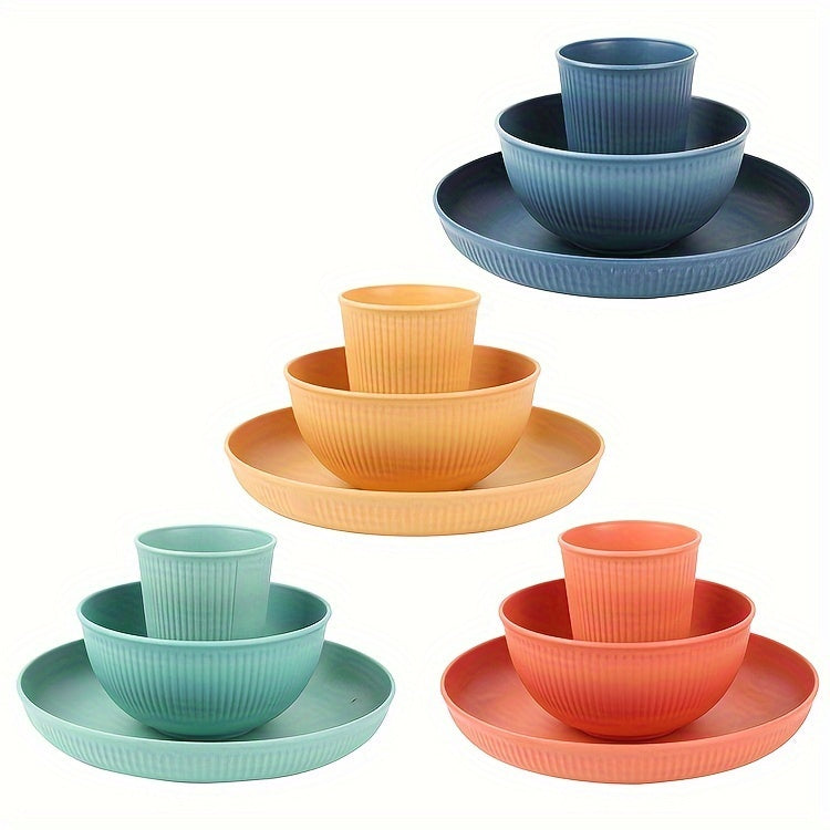 32PCS Durable Wheat Straw Cutlery Set -  Dishwasher & Microwave Safe