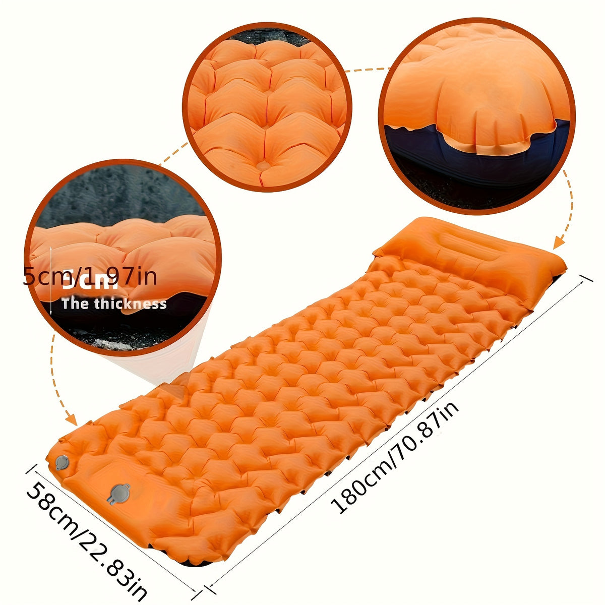 Camping Inflatable Mattress with Pillows, Travel Folding Bed
