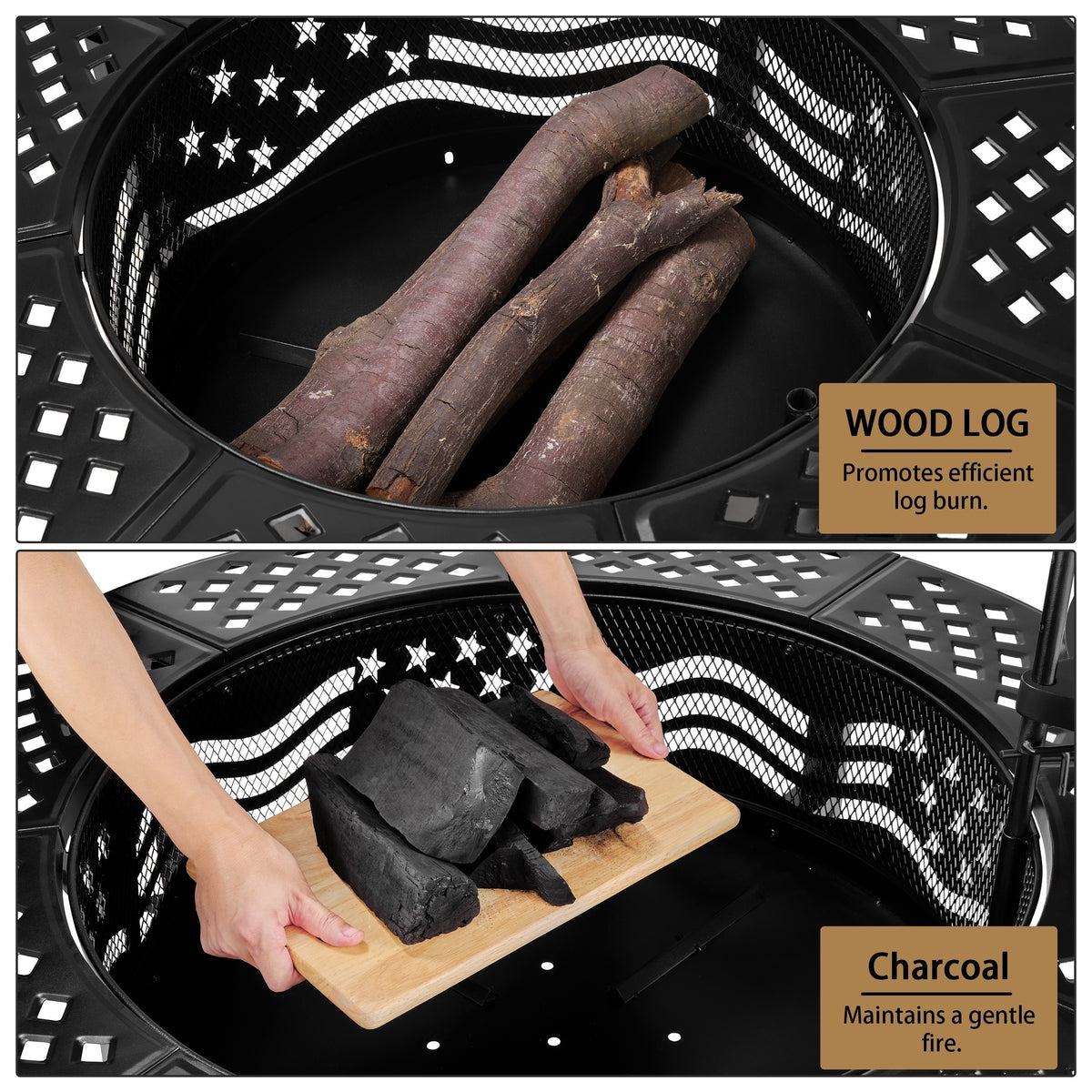 36" Outdoor Fire Pit with 2 Grills