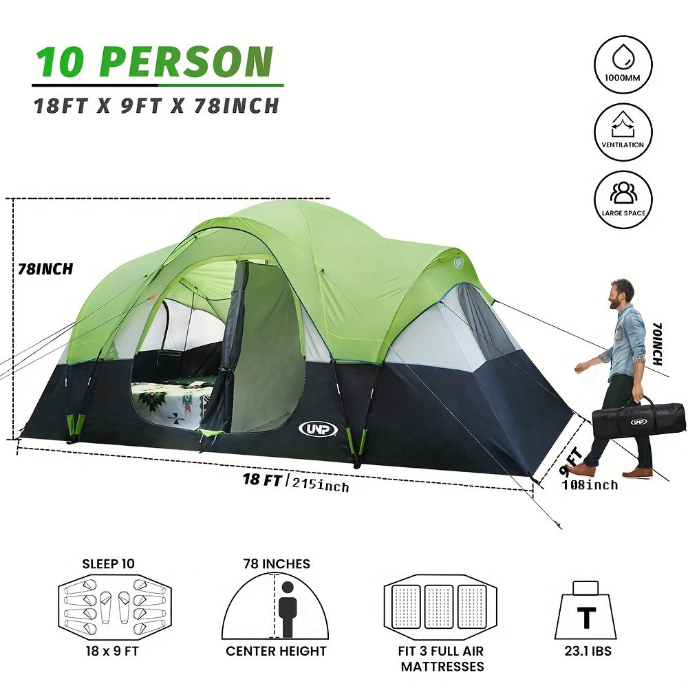 10-Person Double Layer Waterproof Big Camping Tent