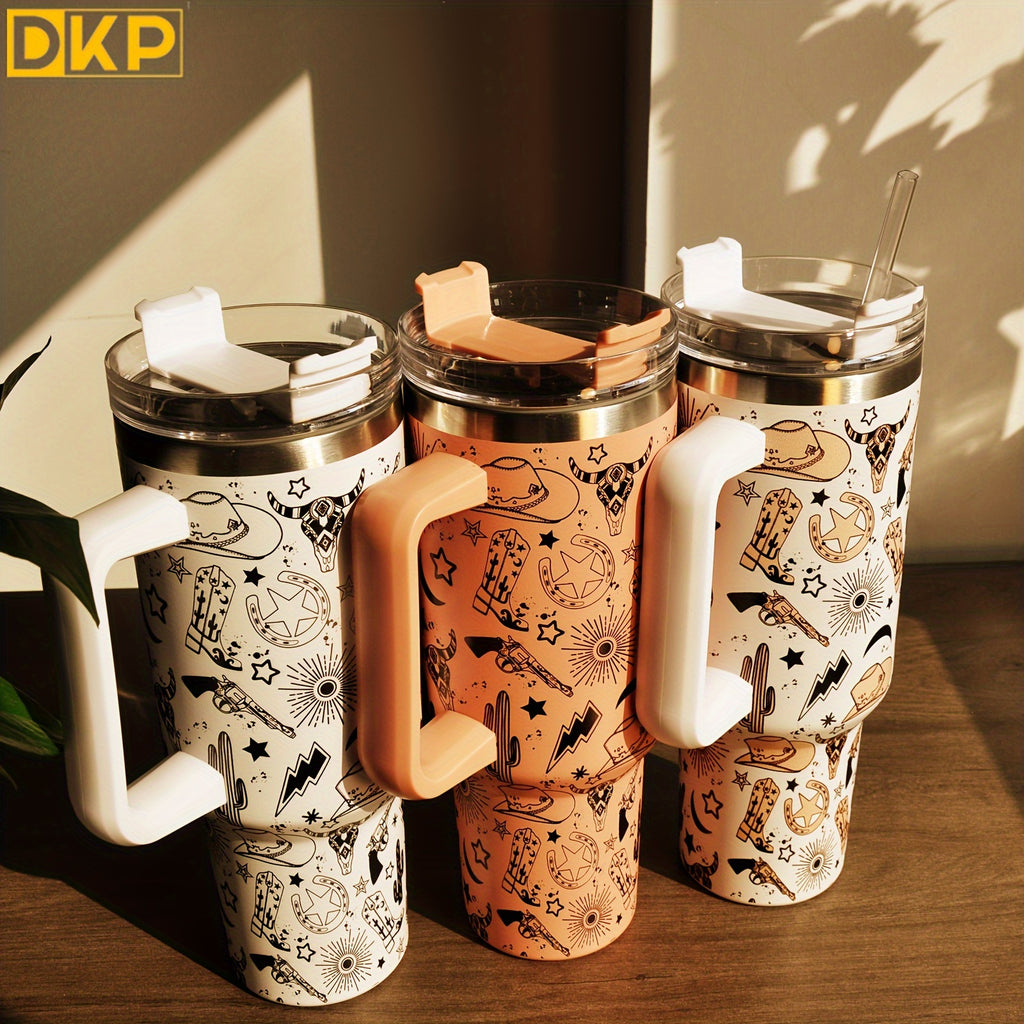 40oz Creative Straw Tumbler  Stainless Steel Handle