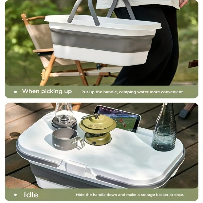1pc, Heavy Duty Foldable Picnic Basket with Lid