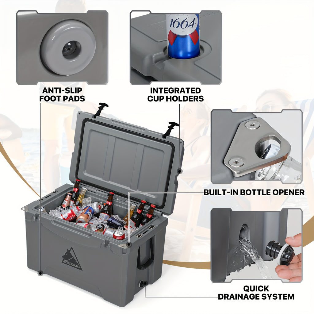 75 Quart Portable Insulated Hard Cooler with Cup Holder, 120 Can Capacity