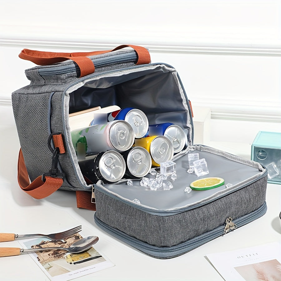 Extra-Large Oxford Cloth Multi-Layer Insulated Rectangle Satchel Bag - Water-Resistant