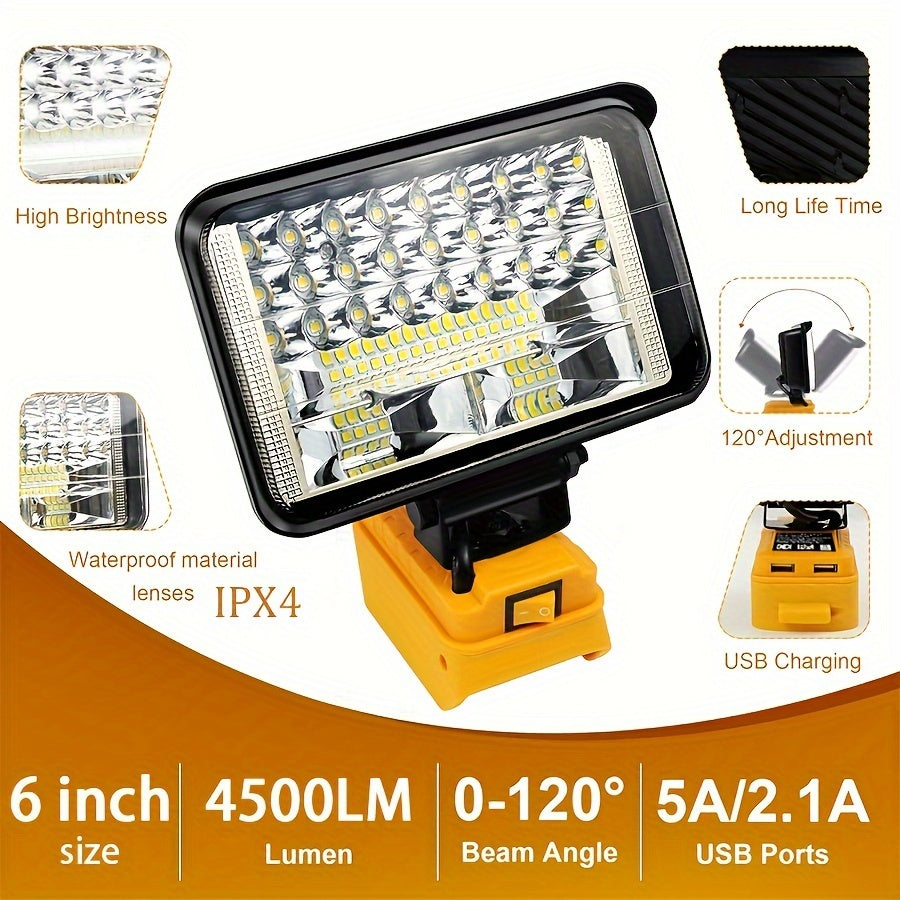LED Work Light For DeWALT 20V MAX Battery, 90W 5400LM/60W 4500LM/48W 3800LM
