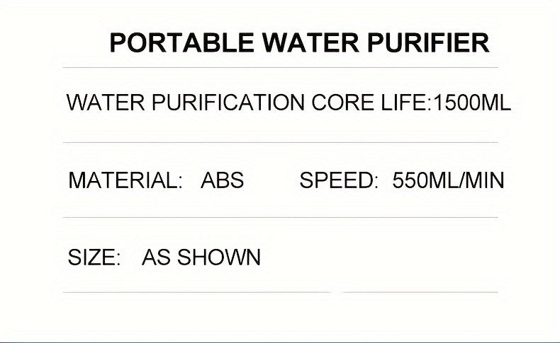 1pc Portable Outdoor Water Purifier Without/With Extend Straw