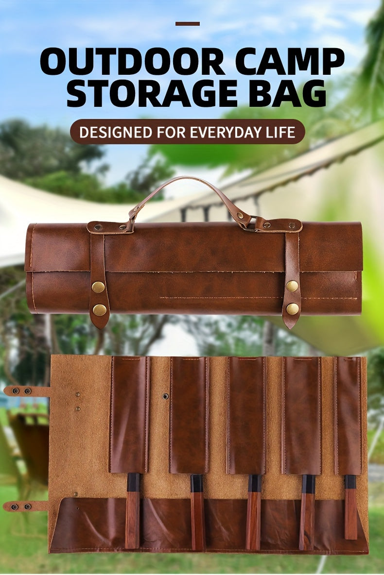 Genuine Leather Chef Knife Roll Up Bag