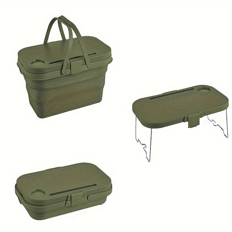 1pc, Heavy Duty Foldable Picnic Basket with Lid
