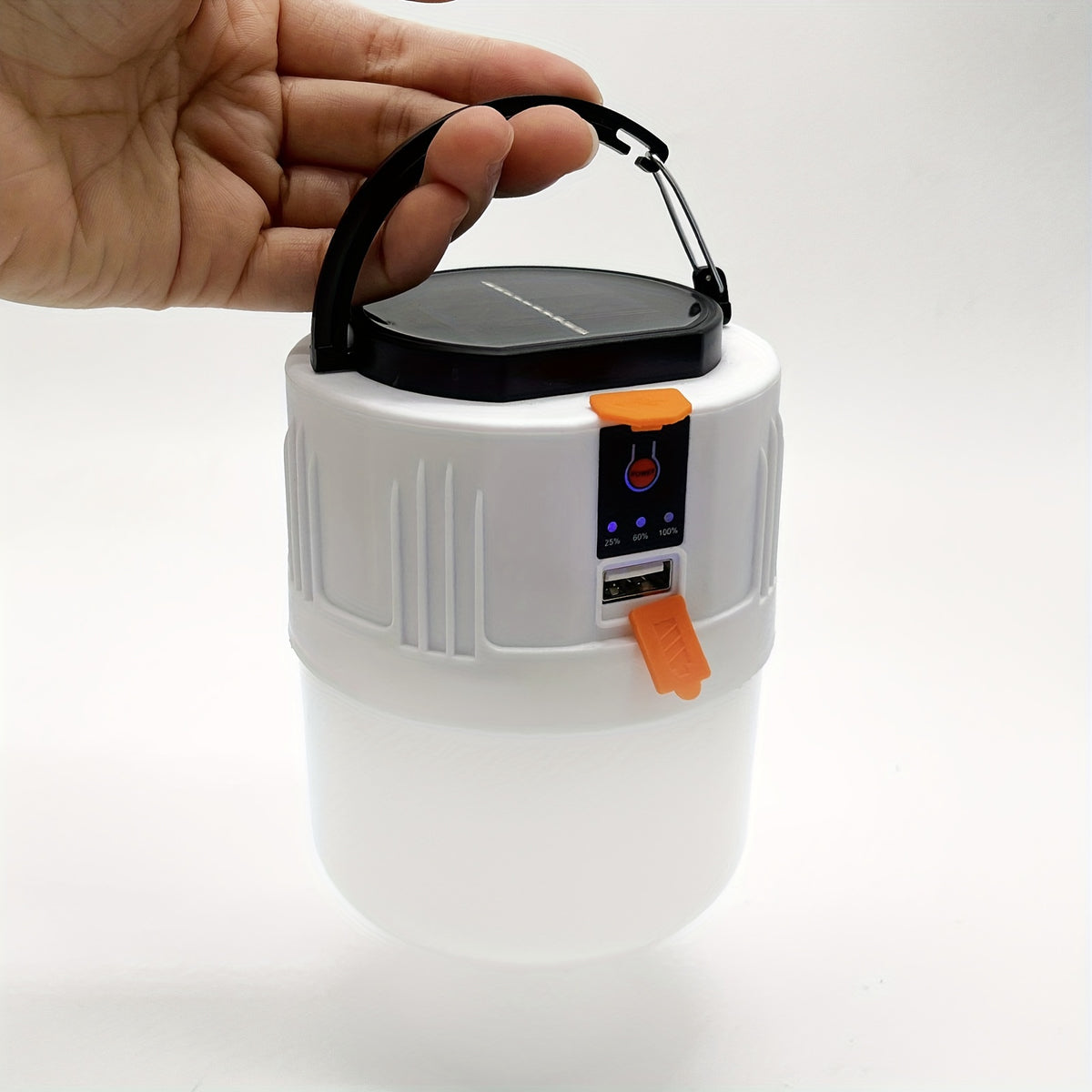 Rechargeable LED Camping Lantern with 3 Lighting Modes, Portable Solar Panel Charging