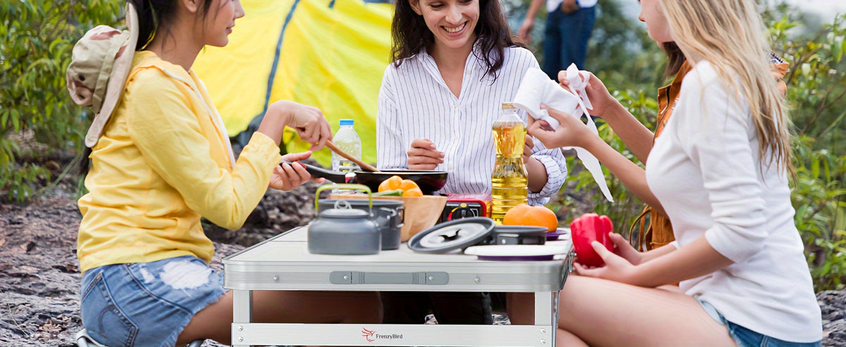 4-Person Portable Folding Picnic Table Set - Aluminum, Lightweight, Height Adjustable