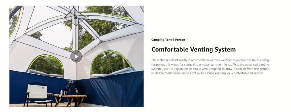 6 Person Waterproof Windproof Easy Setup, Double Layer Family Camping Tent
