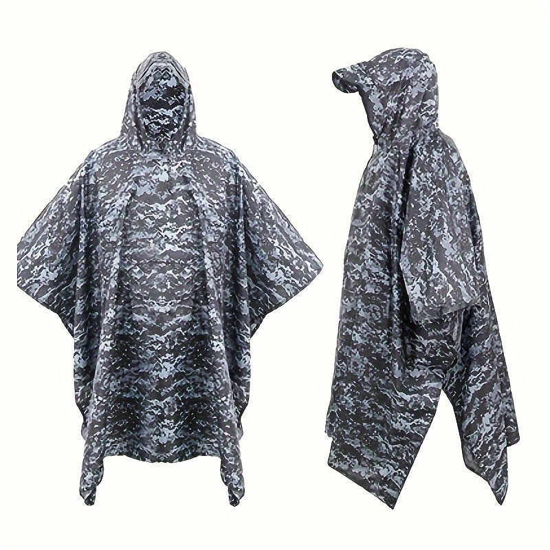 Camouflage Rain Poncho For Adults, Raincoat For Camping Hiking Walking