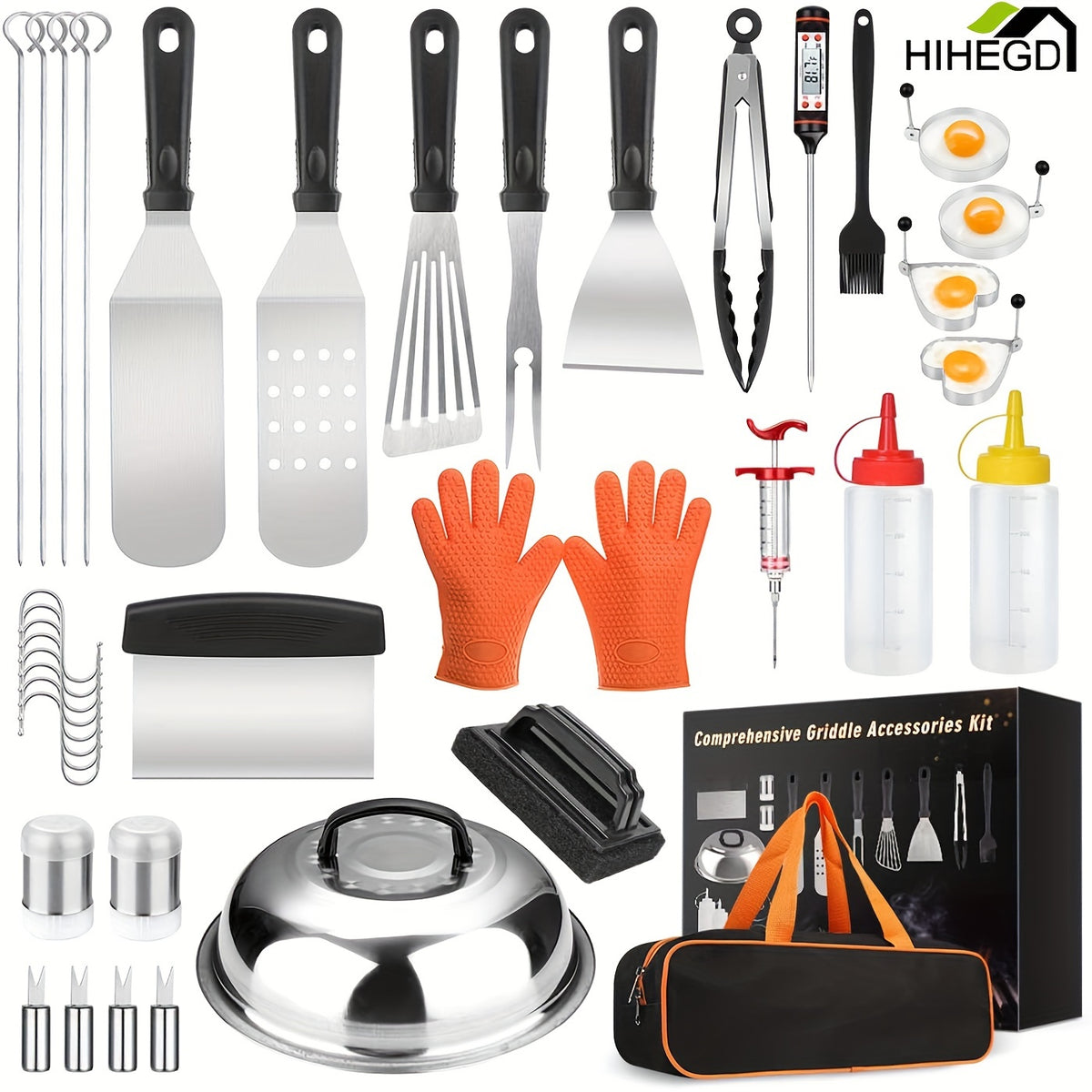 8pcs/39pcs  Griddle Accessory Set: Stainless Steel BBQ Tools