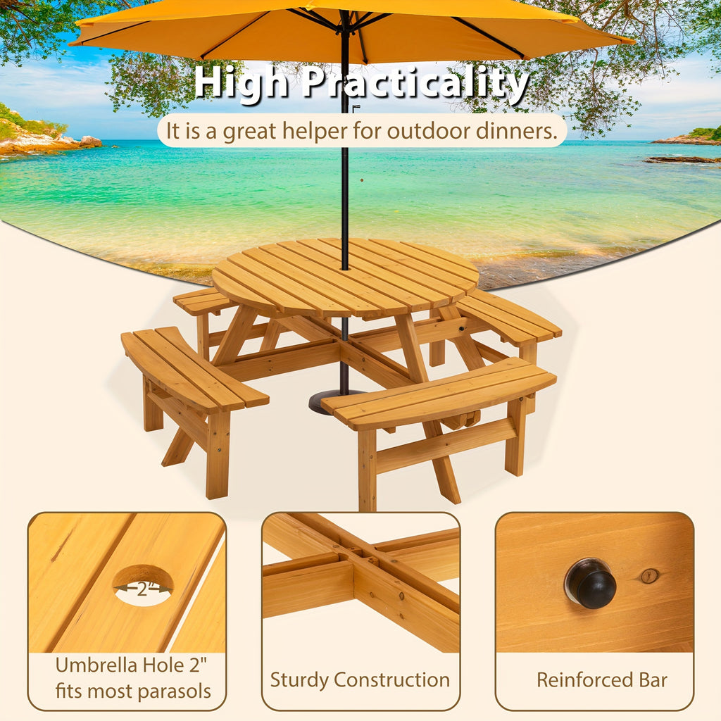 8 Person Wooden Picnic Table