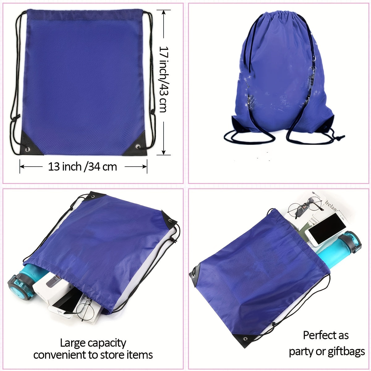 Vibrant Nylon Drawstring Backpack  16"- Lightweight & Durable