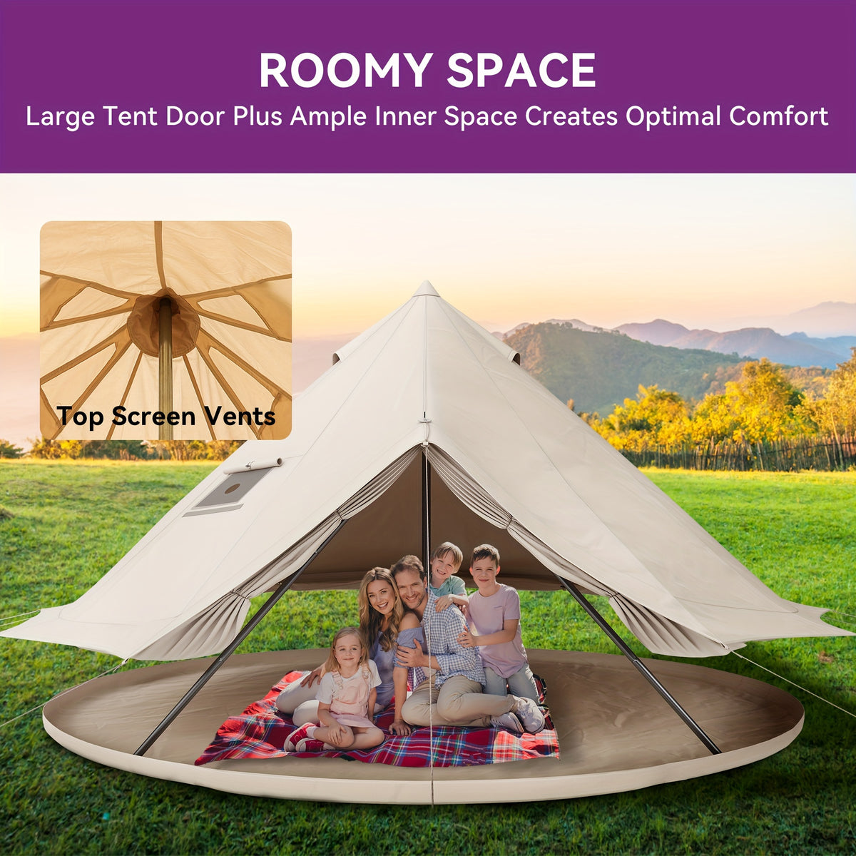 4 Seasons 290G TC Cotton Bell Tent - Waterproof