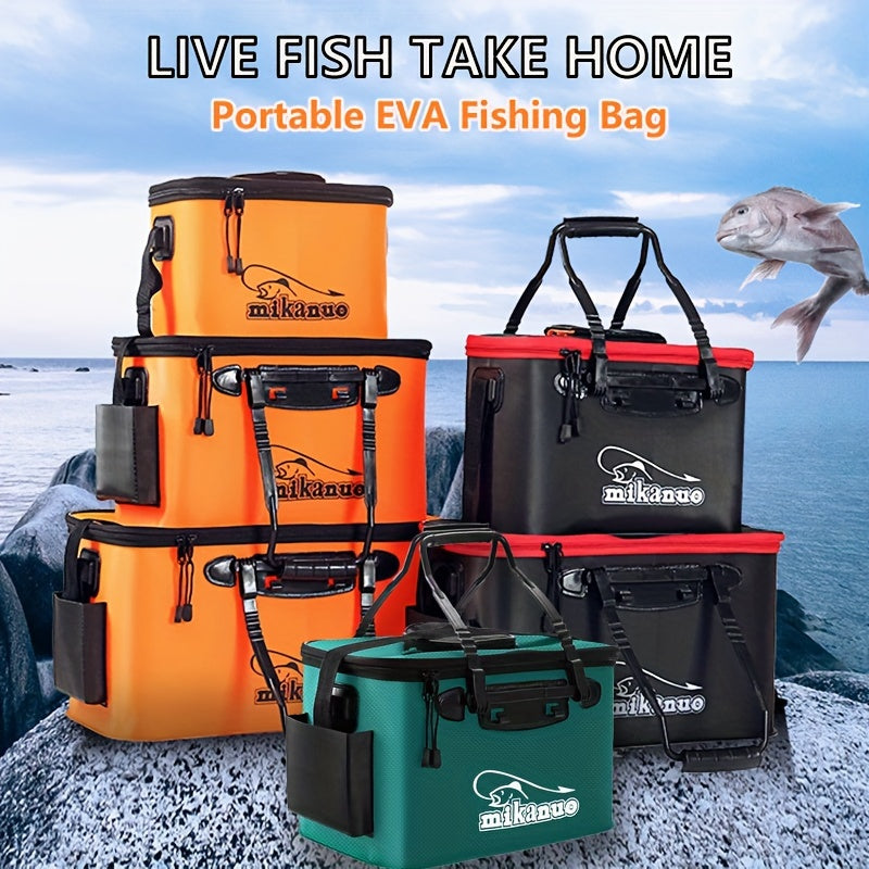 Quick-Collapse Live Fish Bucket & Tackle Storage