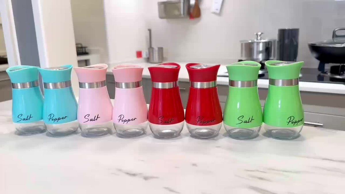 Salt And Pepper Shaker Set, 4-Ounce Glass Bottom