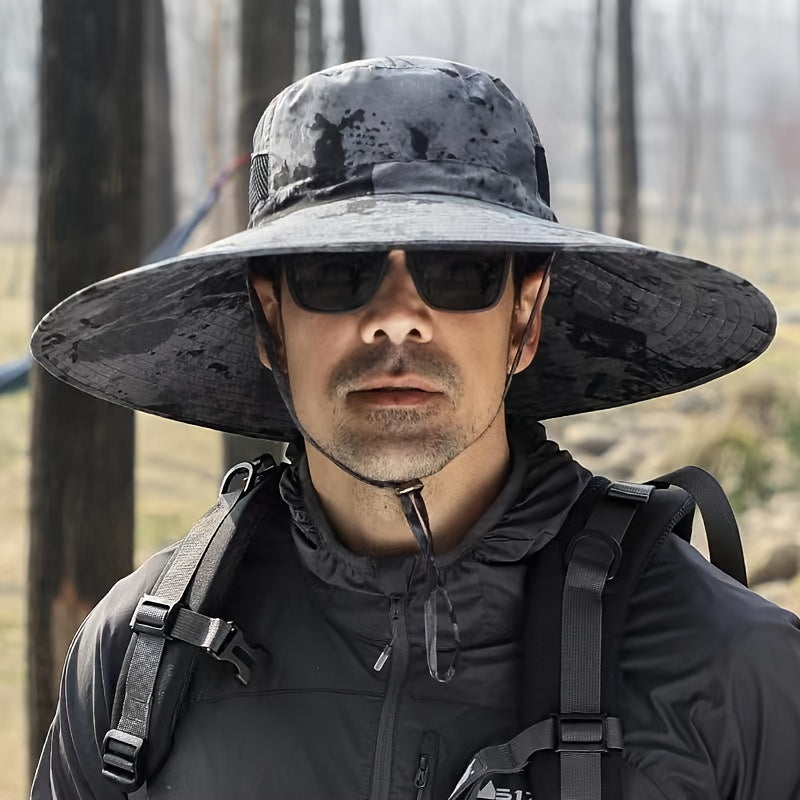 Premium Wide Brim Camo Fisherman Hat - Ultimate UV Protection, Breathable, Water-Resistant