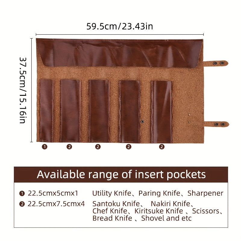 Genuine Leather Chef Knife Roll Up Bag